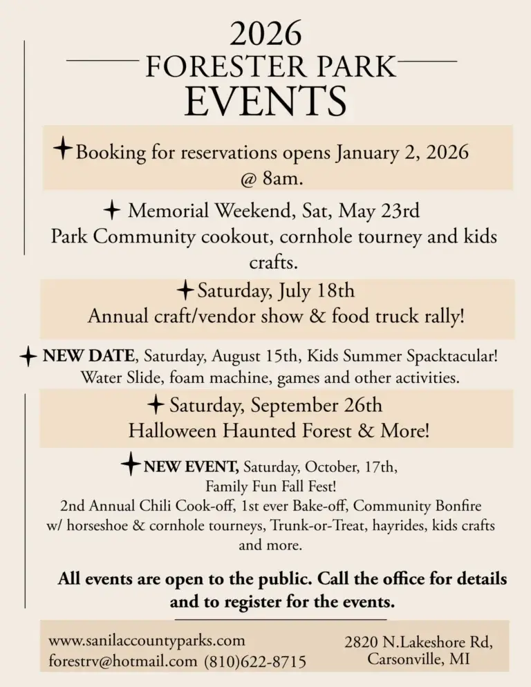 Forester Park 2026 Events List