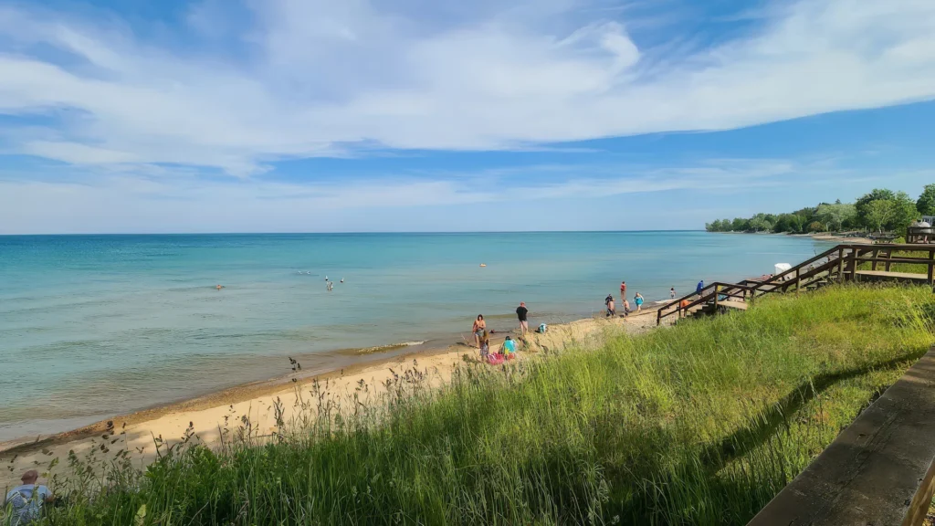 Lake Huron shoreline and beach at Forester Park