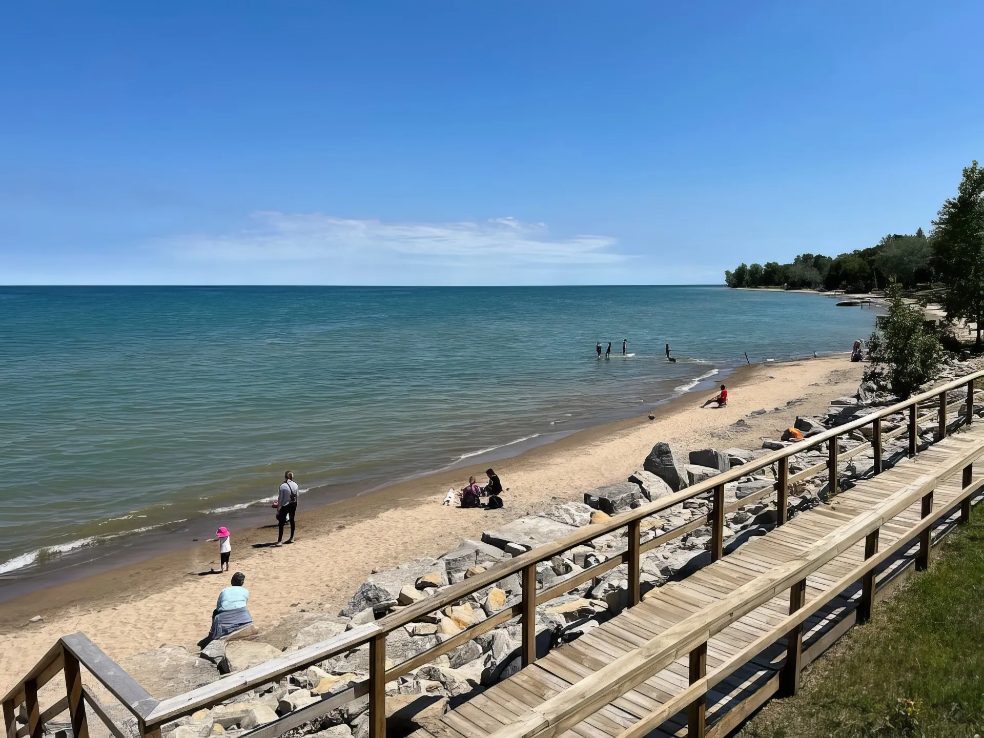 Forester Park boardwalk next to the Lake Huron Beach-1920 Lake Huron beach at Forester Park